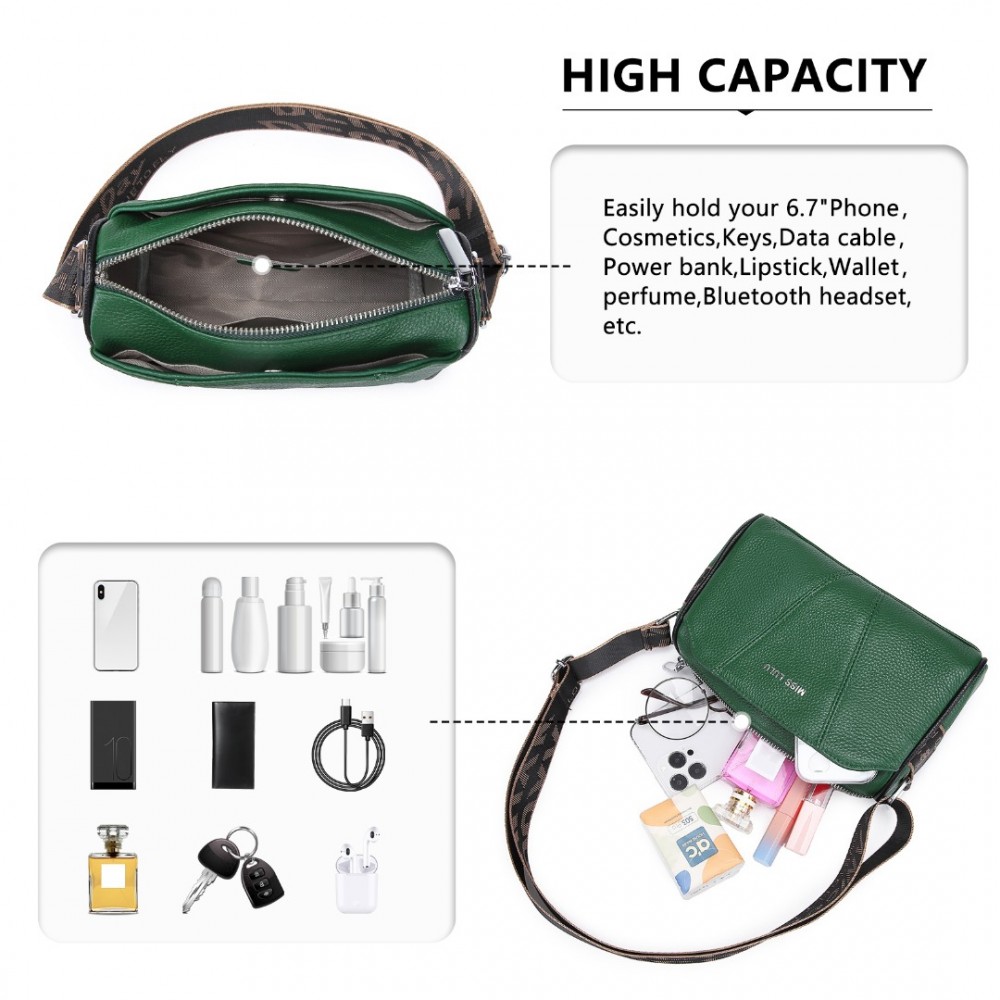 Dámska kožená crossbody kabelka so širokým popruhom L2310 - zelená-(4)-1000x1000